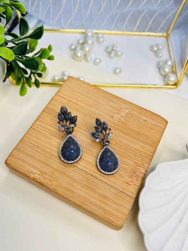 Royal Blue Blossom Earrings - Image 3