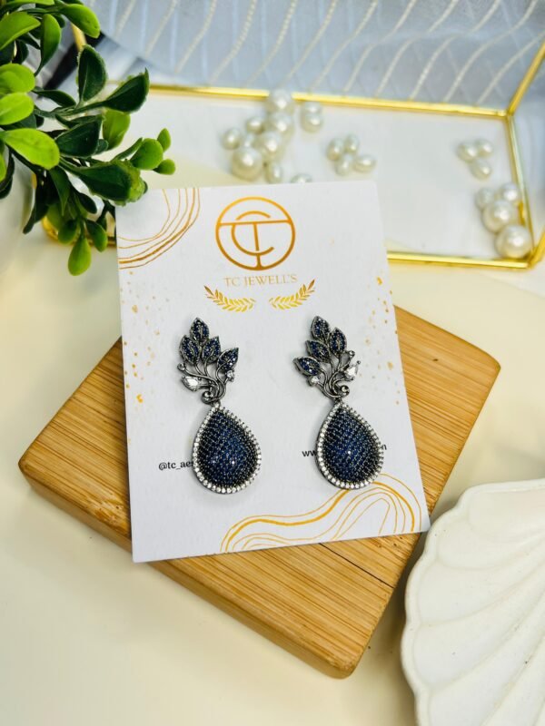 Royal Blue Blossom Earrings - Image 2