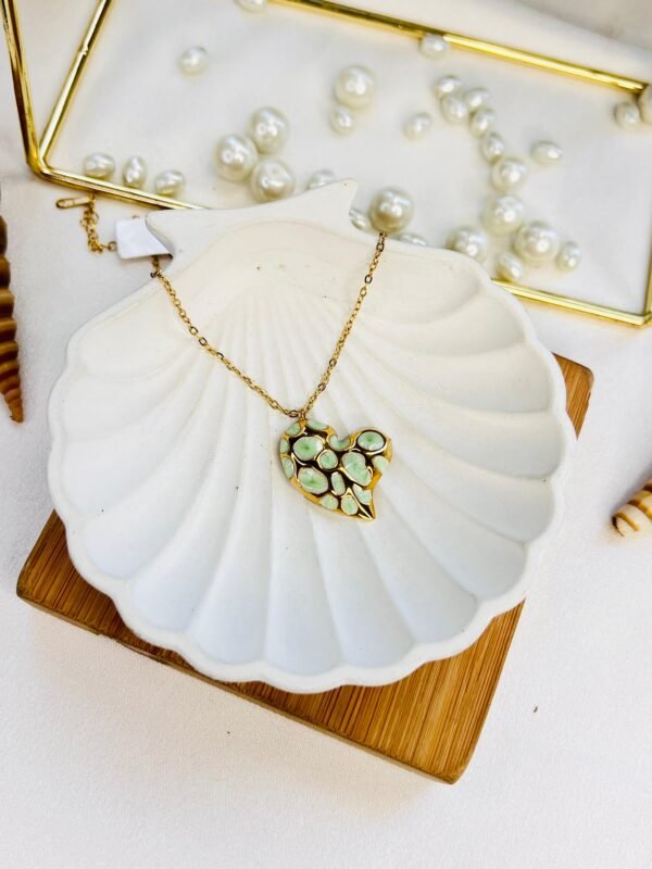 Seafoam Cluster Heart Necklace
