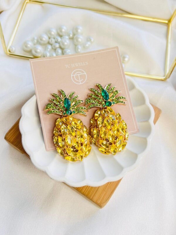 Golden Pineapple Glam Earrings
