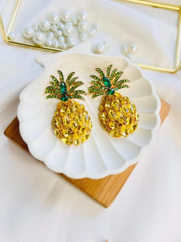 Golden Pineapple Glam Earrings - Image 2