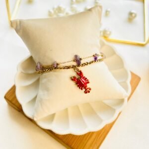 Crimson Crab Charm Bracelet