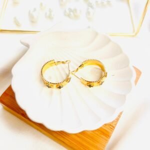 Golden Clover Charm Hoops