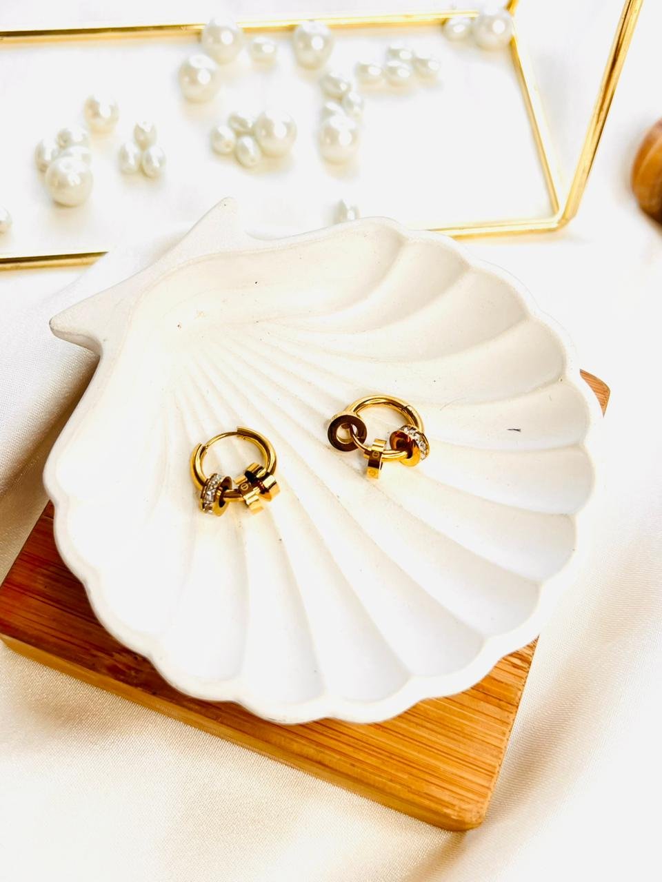 Golden Lock Charm Mini Hoops