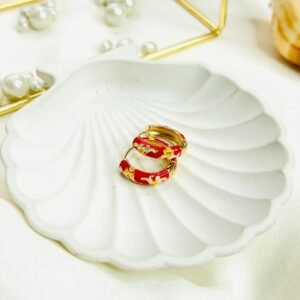 Red Enamel Hoop Earrings