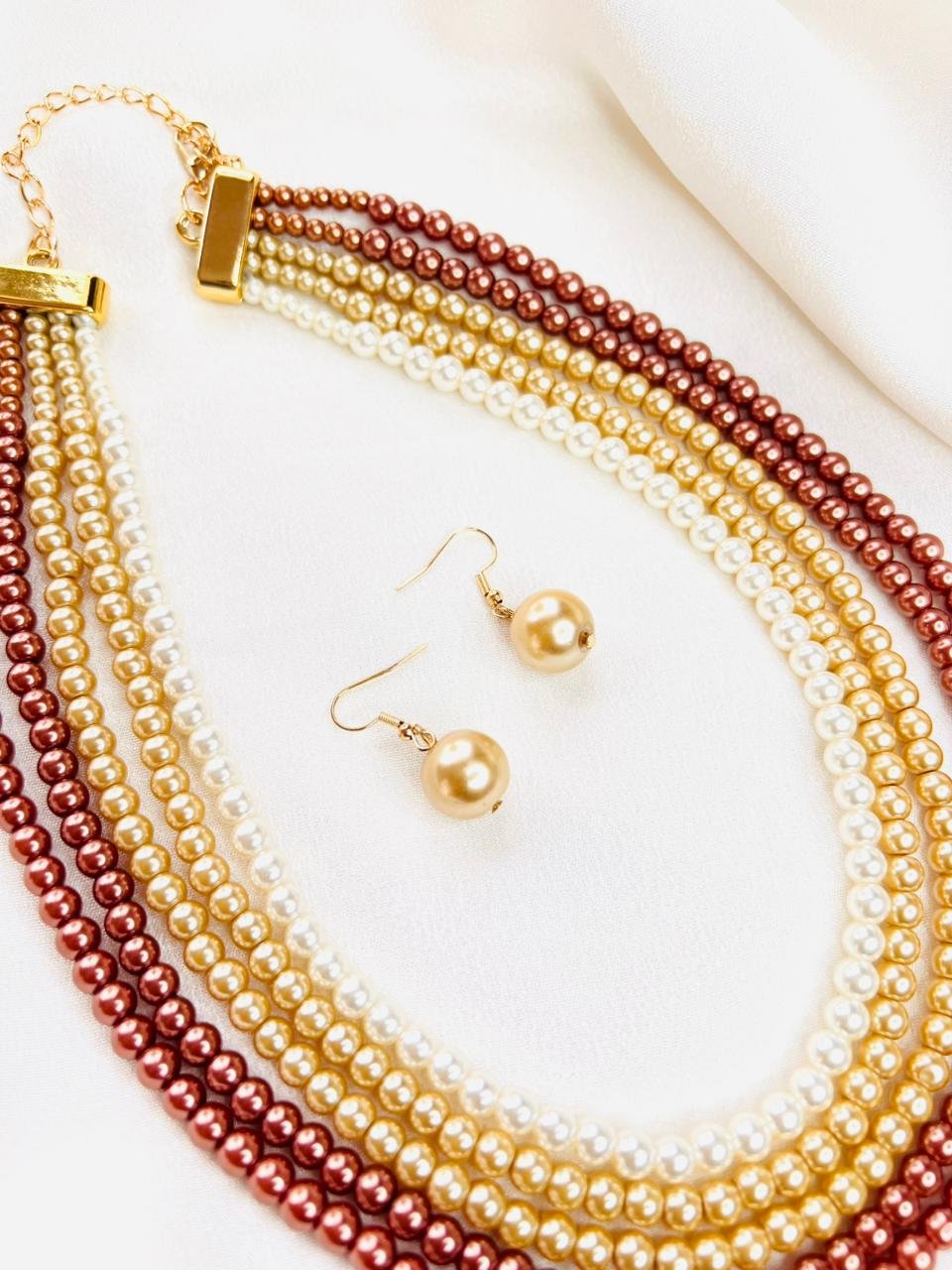 Regal Tricolor Pearl Necklace - Image 4