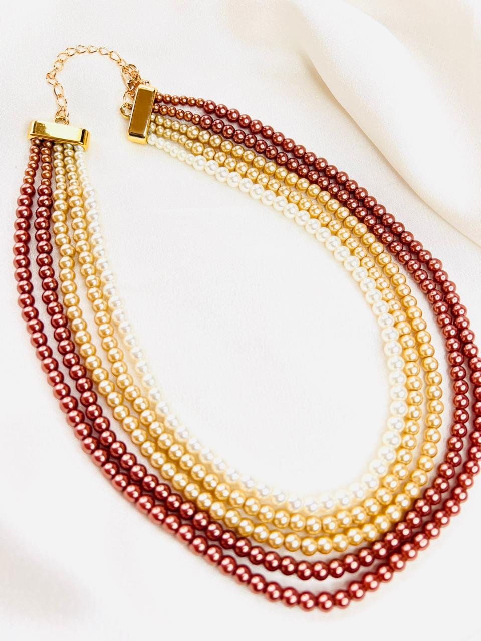Regal Tricolor Pearl Necklace - Image 3