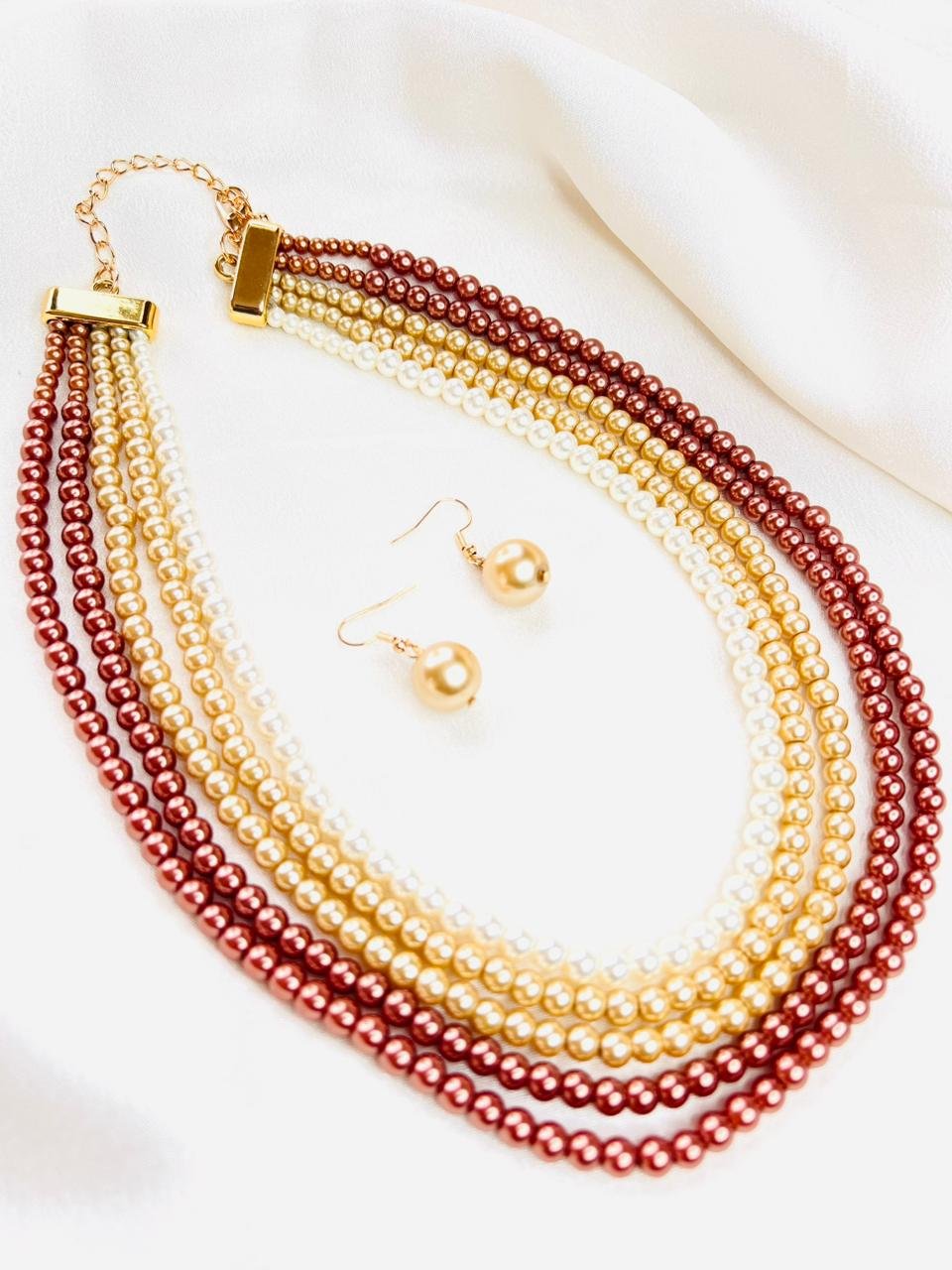 Regal Tricolor Pearl Necklace