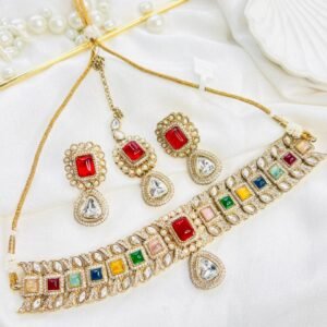 Navratna Crystal Choker Set