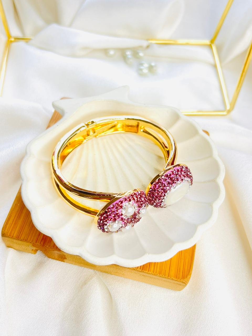 Rosé Pearl Duo Cuff Bracelet - Image 2
