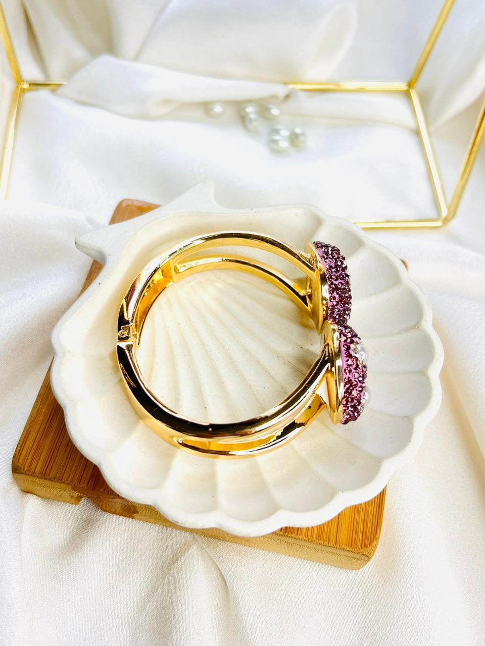 Rosé Pearl Duo Cuff Bracelet - Image 3
