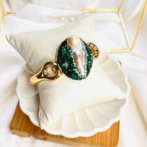 Emerald Tide Pearl Cuff Bracelet
