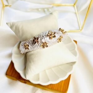 Golden Blossom Textured Cuff Bracelet