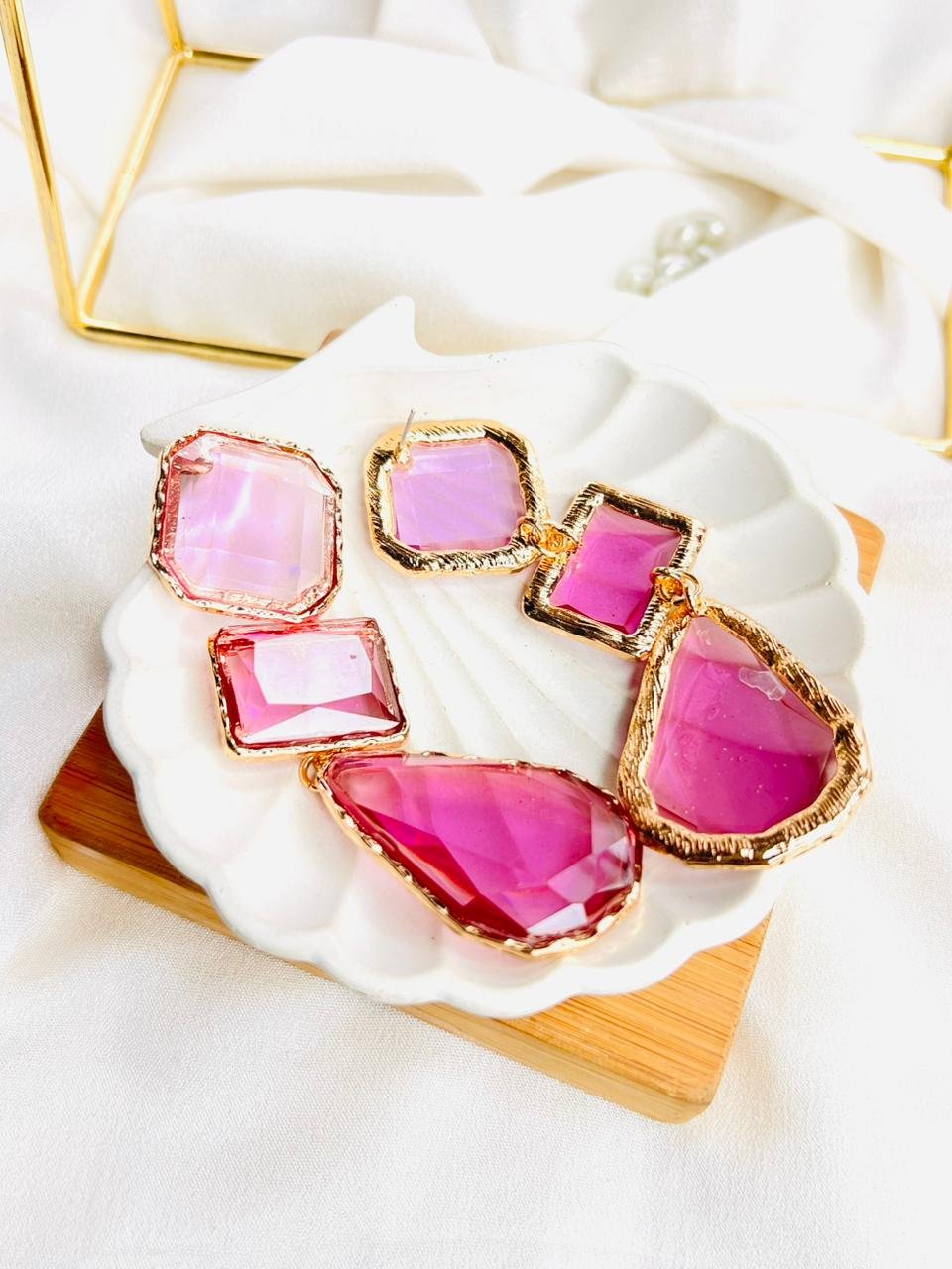 Rosé Prism Statement Earrings - Image 2