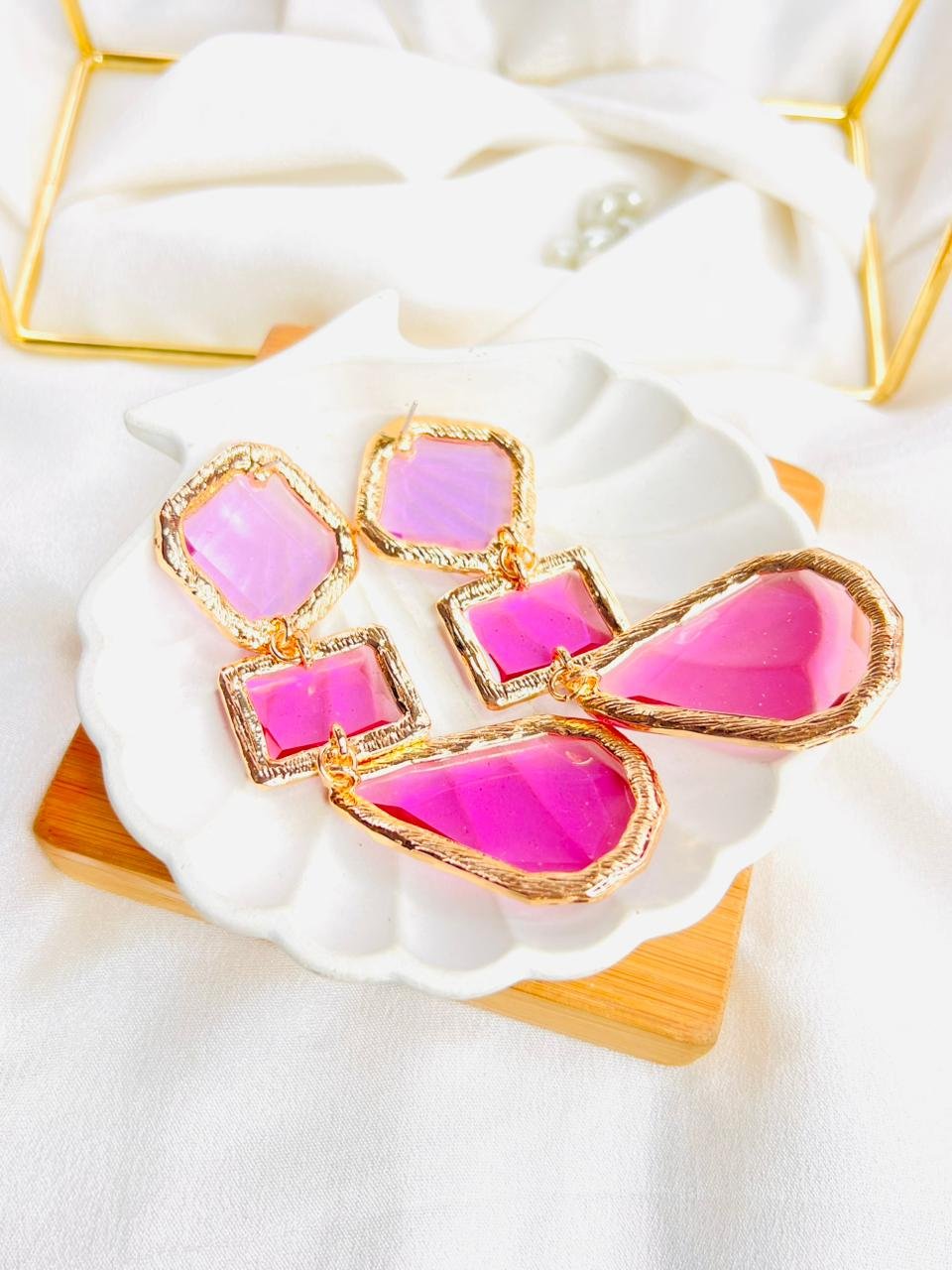 Rosé Prism Statement Earrings - Image 3