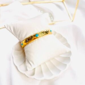 Azure Bloom Engraved Cuff Bracelet