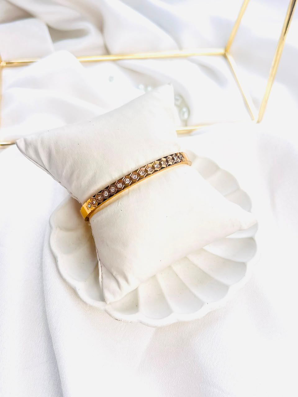 Hexa Spark Crystal Cuff Bracelet