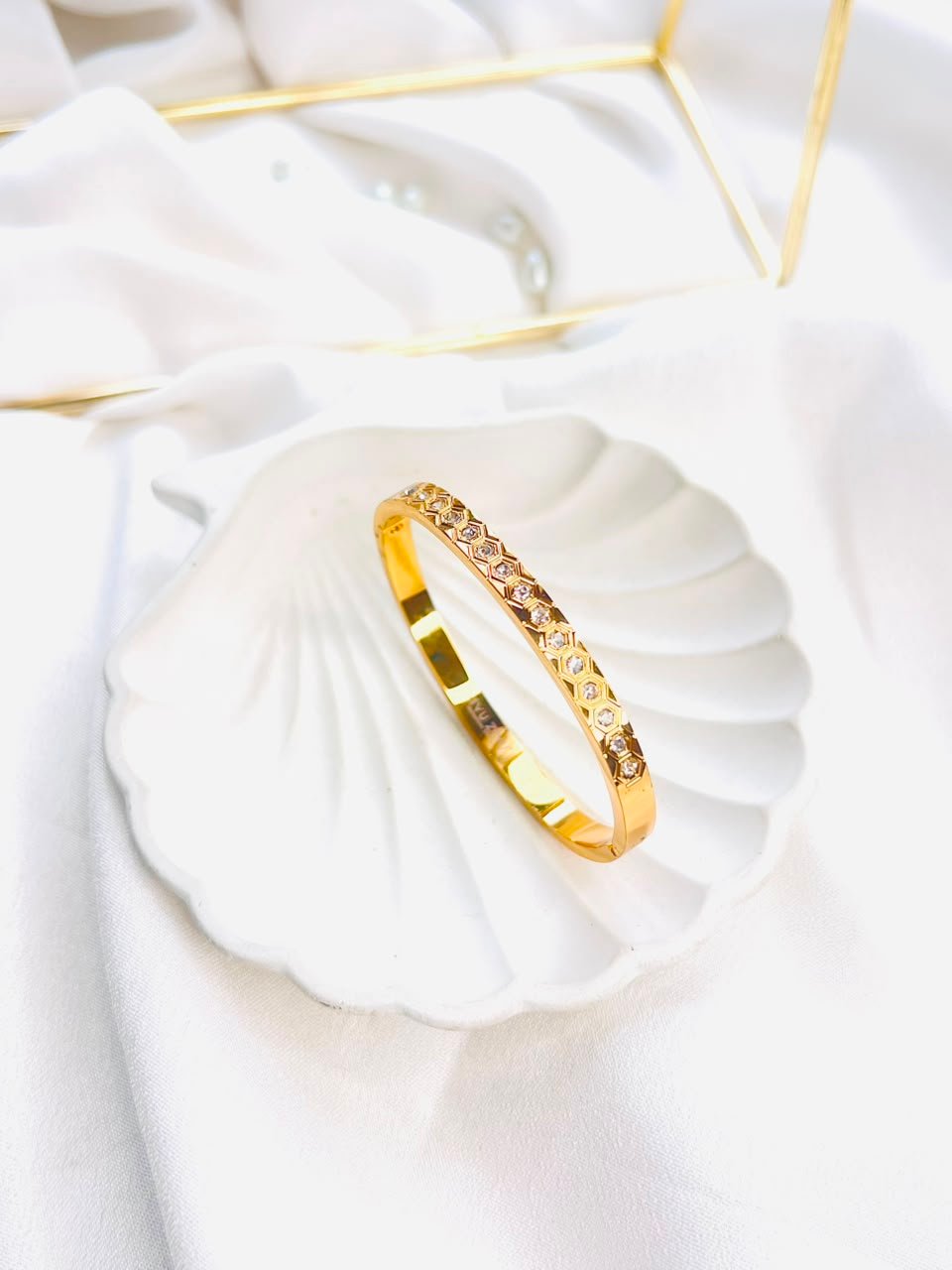Hexa Spark Crystal Cuff Bracelet - Image 2