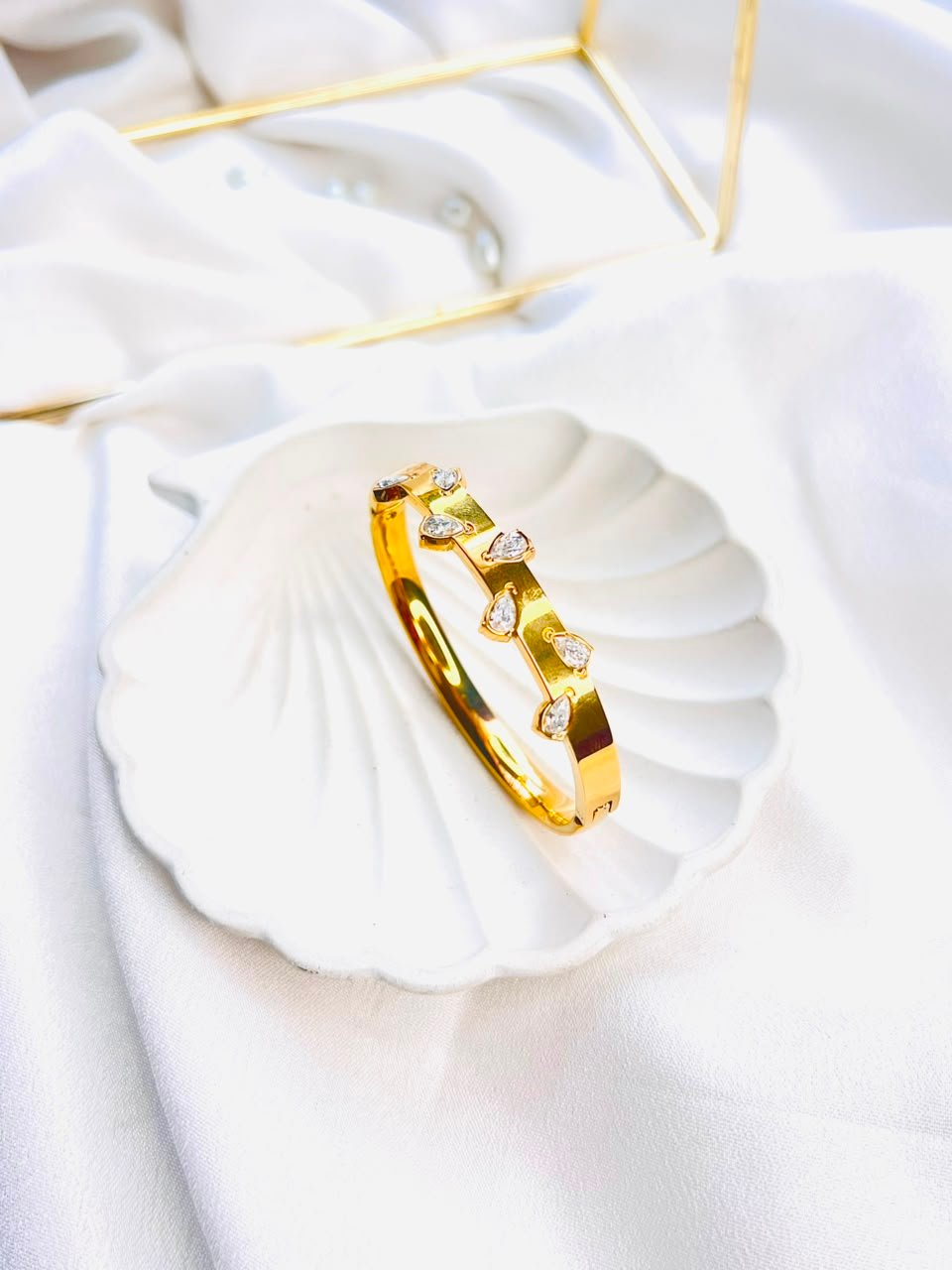 Teardrop Crystal Luxe Cuff Bracelet - Image 2