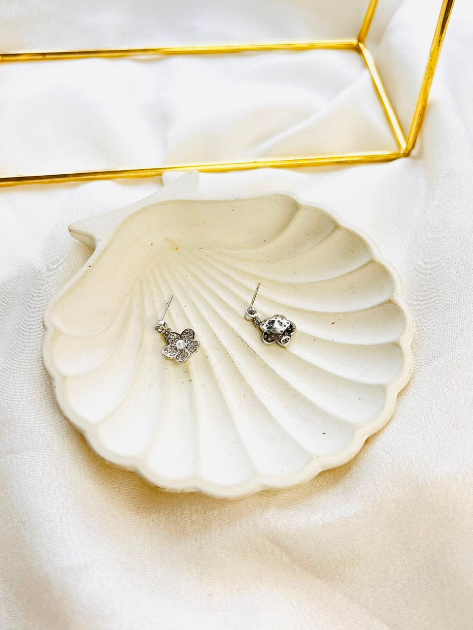 Floral Sparkle Drop Earrings - Image 3